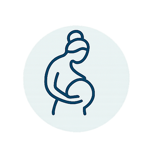 Parfait-après-l'accouchement Icône d’une femme enceinte vue de profil représentant les bienfaits de TONITECH pour le post-partum.