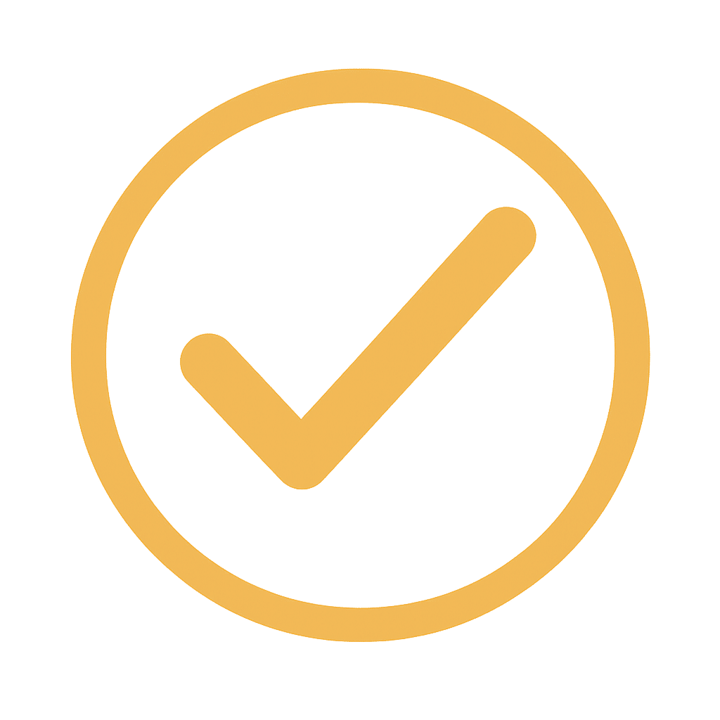 Icône coche dorée illustrant les bénéfices TONITECH PELVITECH